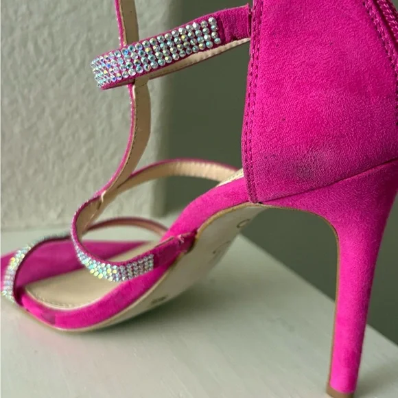 Jessica Simpson Women's Oliana Gem Bright Pink Embellished Stiletto Heel Sz 5M - Picture 4 of 9